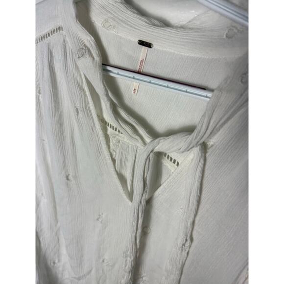 Free People Ivory Wishful Moments Tie Neck Balloon Sleeve Sleeve Romantic Top M - Picture 8 of 8